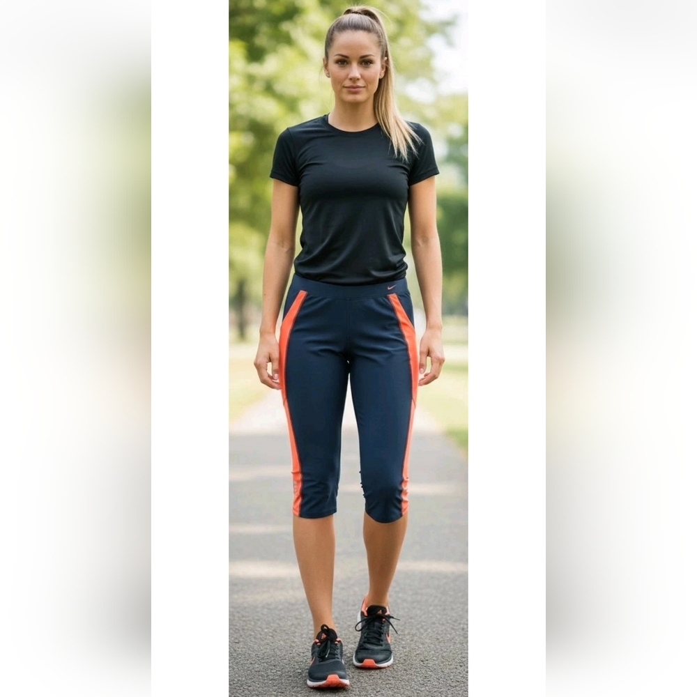 Nike Black and Orange Crop Leggings